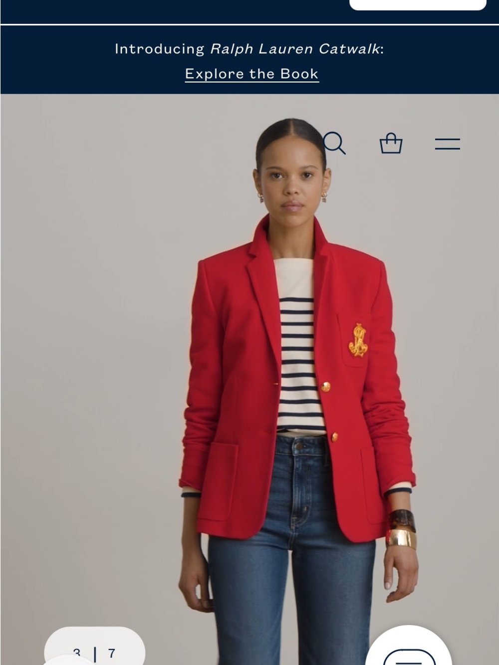 Ralph Lauren Red Embroidered Crest Blazer with Gold Buttons